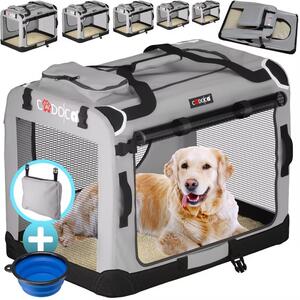 Skládací cestovní box pro psy XXL, šedý 105976
