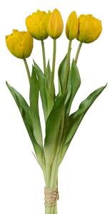 Umělý svazek tulipánů 5 ks žlutá, v. 38 cm
