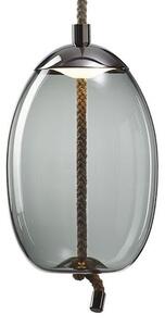 Brokis PC01018_004 Knot Uovo, závěsné svítidlo, šedé kouřové sklo - černý chrom, 14W LED 2700K stmívatelné, prům.30cm