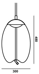 Brokis PC01018_004 Knot Uovo, závěsné svítidlo, šedé kouřové sklo - černý chrom, 14W LED 2700K stmívatelné, prům.30cm