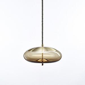 Brokis PC01017_006 Knot Disco, závěsné svítidlo, hnědé kouřové sklo - mosaz, 14W LED 2700K stmívatelné, prům.50cm