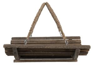 Dřevěný půlkruhový košík s jutovými uchy – 40x29x10 cm