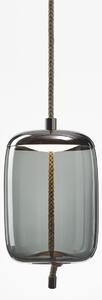 Brokis PC01019_004 Knot Cilindro, závěsné svítidlo, šedé kouřové sklo - černý chrom, 14W LED 2700K stmívatelné, prům.30cm