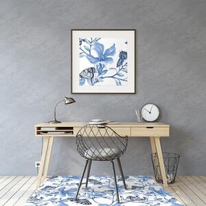 Podložka pod kolečkovou židli modré květy