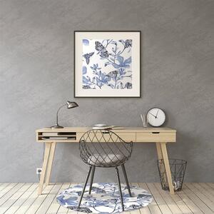 Podložka pod kolečkovou židli modré květy