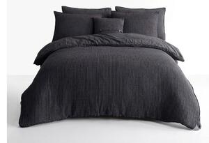 Antracitové povlečení na jednolůžko z bavlny Renforcé 140x200 cm Waffle Striped – Mila Home Luxury