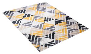 Makro Abra Kusový koberec pratelný TOSCANA 2391 Geometrický Moderní pogumovaný šedý žlutý krémový Rozměr: 160x230 cm