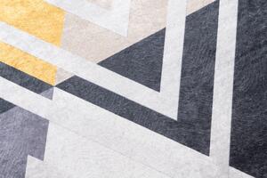 Makro Abra Kusový koberec pratelný TOSCANA 2391 Geometrický Moderní pogumovaný šedý žlutý krémový Rozměr: 140x200 cm