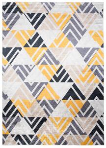 Makro Abra Kusový koberec pratelný TOSCANA 2391 Geometrický Moderní pogumovaný šedý žlutý krémový Rozměr: 140x200 cm
