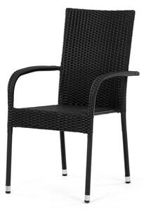 Autronic Zahradní židle, kov, polyratan, černá, AZC-S2113 BK