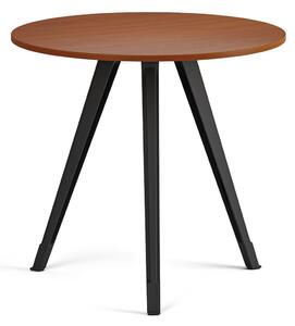 Konferenční stůl PRIMO ZEN, průměr 80 cm, černá podnož, třešeň