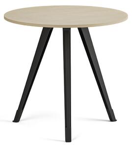 Konferenční stůl PRIMO ZEN, průměr 80 cm, černá podnož, bříza