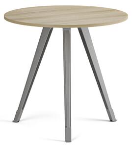 Konferenční stůl PRIMO ZEN, průměr 80 cm, šedostříbrná podnož, dub přírodní