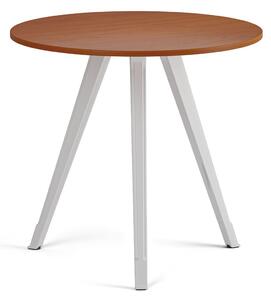 Konferenční stůl PRIMO ZEN, průměr 80 cm, bílá podnož, třešeň