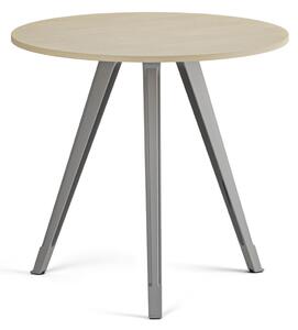 Konferenční stůl PRIMO ZEN, průměr 80 cm, šedostříbrná podnož, bříza