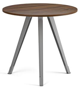 Konferenční stůl PRIMO ZEN, průměr 80 cm, šedostříbrná podnož, ořech