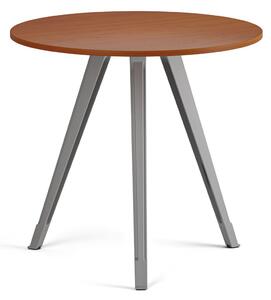 Konferenční stůl PRIMO ZEN, průměr 80 cm, šedostříbrná podnož, třešeň