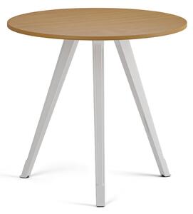 Konferenční stůl PRIMO ZEN, průměr 80 cm, bílá podnož, buk
