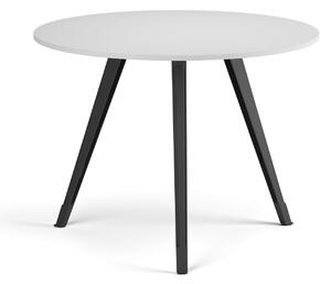 Konferenční stůl PRIMO ZEN, průměr 100 cm, černá podnož, bílá