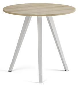 Konferenční stůl PRIMO ZEN, průměr 80 cm, bílá podnož, dub přírodní