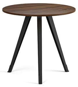 Konferenční stůl PRIMO ZEN, průměr 80 cm, černá podnož, ořech