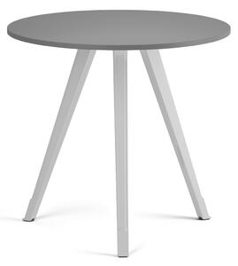 Konferenční stůl PRIMO ZEN, průměr 80 cm, bílá podnož, grafit
