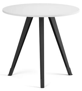 Konferenční stůl PRIMO ZEN, průměr 80 cm, černá podnož, bílá
