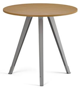 Konferenční stůl PRIMO ZEN, průměr 80 cm, šedostříbrná podnož, buk