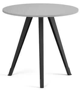 Konferenční stůl PRIMO ZEN, průměr 80 cm, černá podnož, šedá
