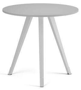 Konferenční stůl PRIMO ZEN, průměr 80 cm, bílá podnož, šedá
