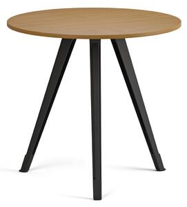 Konferenční stůl PRIMO ZEN, průměr 80 cm, černá podnož, buk