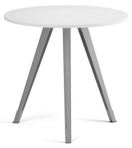 Konferenční stůl PRIMO ZEN, průměr 80 cm, šedostříbrná podnož, bílá