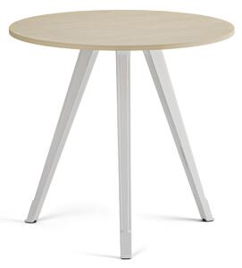 Konferenční stůl PRIMO ZEN, průměr 80 cm, bílá podnož, bříza