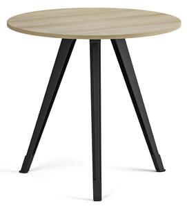 Konferenční stůl PRIMO ZEN, průměr 80 cm, černá podnož, dub přírodní
