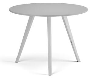 Konferenční stůl PRIMO ZEN, průměr 100 cm, bílá podnož, šedá