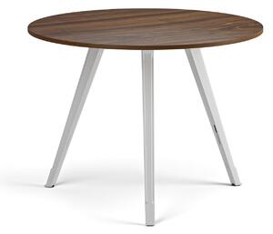 Konferenční stůl PRIMO ZEN, průměr 100 cm, bílá podnož, ořech