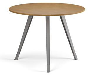 Konferenční stůl PRIMO ZEN, průměr 100 cm, šedostříbrná podnož, buk