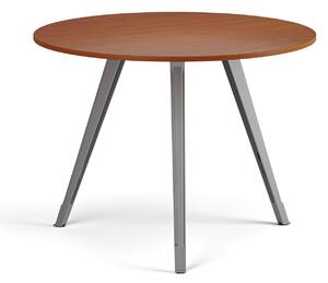 Konferenční stůl PRIMO ZEN, průměr 100 cm, šedostříbrná podnož, třešeň