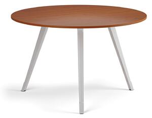 Konferenční stůl PRIMO ZEN, průměr 120 cm, bílá podnož, třešeň