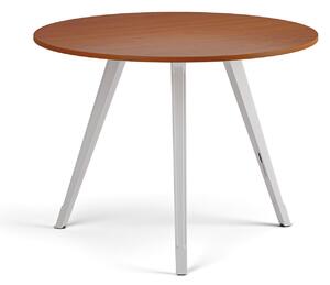 Konferenční stůl PRIMO ZEN, průměr 100 cm, bílá podnož, třešeň