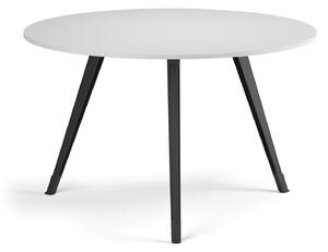 Konferenční stůl PRIMO ZEN, průměr 120 cm, černá podnož, bílá