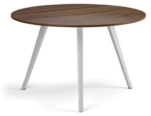 Konferenční stůl PRIMO ZEN, průměr 120 cm, bílá podnož, ořech