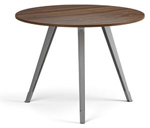 Konferenční stůl PRIMO ZEN, průměr 100 cm, šedostříbrná podnož, ořech