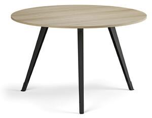 Konferenční stůl PRIMO ZEN, průměr 120 cm, černá podnož, dub přírodní