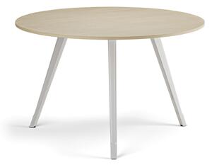 Konferenční stůl PRIMO ZEN, průměr 120 cm, bílá podnož, bříza