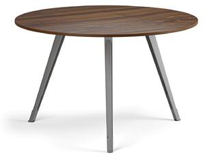 Konferenční stůl PRIMO ZEN, průměr 120 cm, šedostříbrná podnož, ořech
