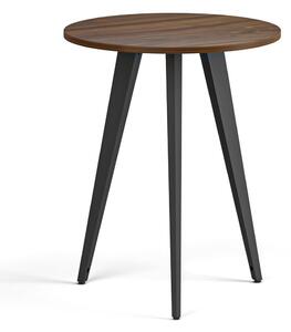 Konferenční stůl PRIMO VIBE, průměr 60 cm, černá podnož, ořech
