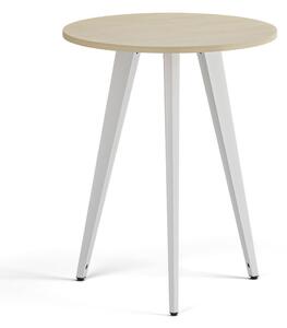 Konferenční stůl PRIMO VIBE, průměr 60 cm, bílá podnož, bříza