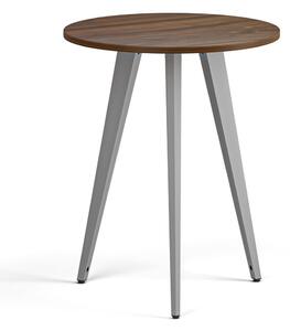 Konferenční stůl PRIMO VIBE, průměr 60 cm, šedostříbrná podnož, ořech