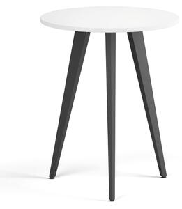 Konferenční stůl PRIMO VIBE, průměr 60 cm, černá podnož, bílá